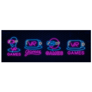 Set of Neon Icons for Virtual Reality Sticker