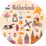 Set Of Netherlands Symbols Travel Illustration Sticker