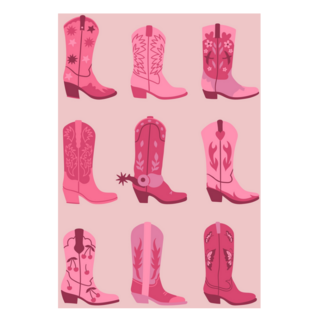Set Of Pink Trendy Cowgirl Boots Sticker