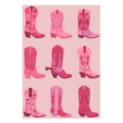 Set Of Pink Trendy Cowgirl Boots Sticker