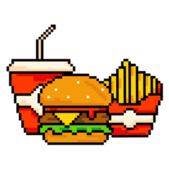 Set Of Pixel Fast Food Items Sticker