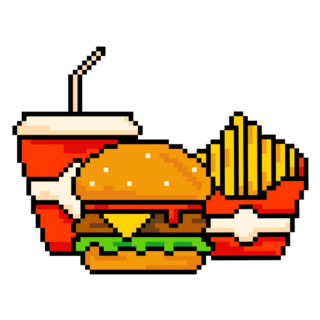 Set Of Pixel Fast Food Items Sticker
