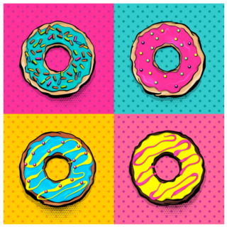 Set Of Pop Art Doughnuts For Breakfast Sticker 