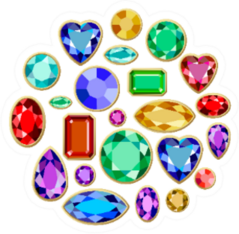 Set Of Realistic Jewels Colorful Gemstones Sticker