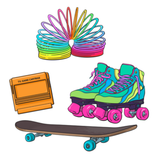 Set Of Retro Pop Culture Items From 90s Sticker