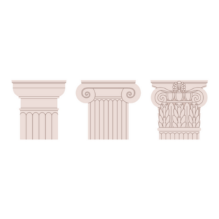 Set Of Roman And Greek Orders Of Pillar Tops Sticker