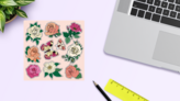 Set Of Roses Sticker Sheet on a Desk (New) example