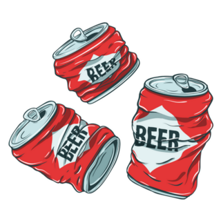 Set Of Sketched Crumpled Beer Cans Sticker