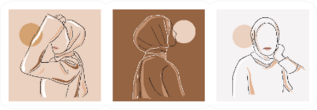 Set Of Stylish And Trendy Hijab Woman Hand-drawn Art Sticker