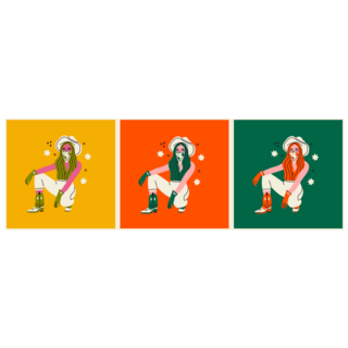 Set Of Three Stylish Cowgirls Sticker