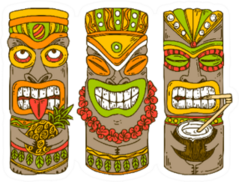 Set Of Three Wooden Tiki Idols Sticker