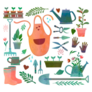 Set Of Tools And Equipment For Gardening Sticker