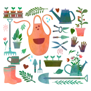Set Of Tools And Equipment For Gardening Sticker