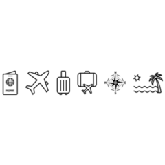 Set Of Travel Line Icons Sticker