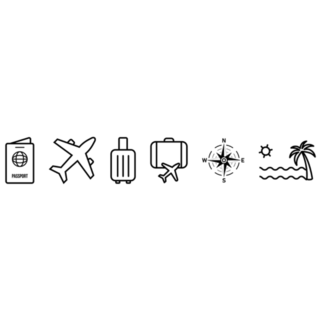 Set Of Travel Line Icons Sticker