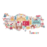 Set Of Turkey Cultural Symbols Lettering Sticker