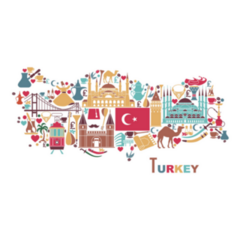 Set Of Turkey Cultural Symbols Lettering Sticker