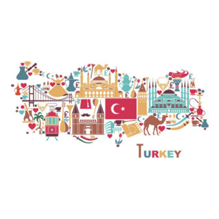Set Of Turkey Cultural Symbols Lettering Sticker