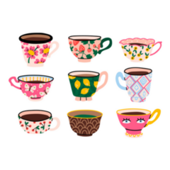 Set Of Various Tea Cup Illustrations Sticker