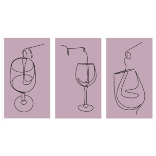 Set Of Wine Glasses On Purple Sticker