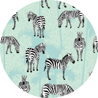 Set Of Zebra Blue Palm Background Pattern Sticker