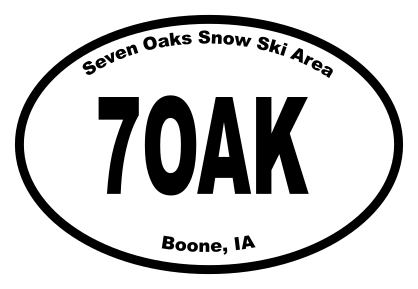 Seven Oaks Snow Ski Area Oval Sticker