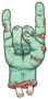 Severed Zombie Hand Making Rock Sign Sticker