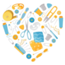 Sewing Heart Shape Sticker