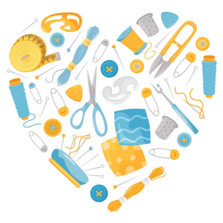 Sewing Heart Shape Sticker