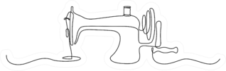 Sewing Machine In Continuous Line Drawing Sticker