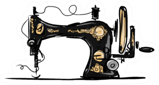 Sewing Machine Retro Sketch Illustration Sticker