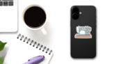 Sewing Retro Machine Cute Vintage Illustration Sticker on a Phone (New) example
