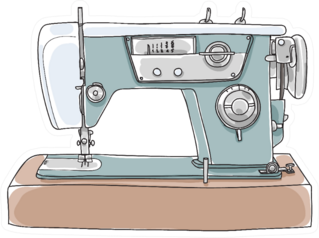 Sewing Retro Machine Cute Vintage Illustration Sticker