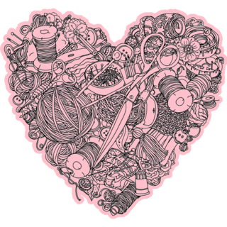 Sewing Symbol Heart Sticker