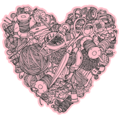 Sewing Symbol Heart Sticker