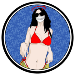 Sexy Devil Girl On Red Bikini Sticker