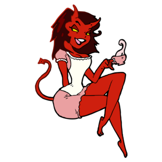Sexy Devil Girl With Cup Of Tea Sticker
