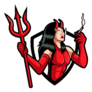 Sexy Halloween Red Devil Girl Smoking Sticker