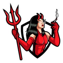 Sexy Halloween Red Devil Girl Smoking Sticker