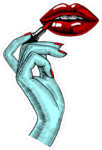 Sexy Lips And Hand With A Lipstick Sticker