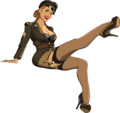 Sexy Military Pilot Uniform Pin Up Girl Sitting Sticker