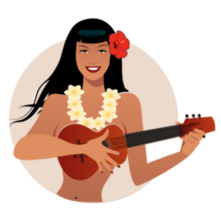 Sexy Pinup Girl Playing Ukulele Hawaii Sticker 