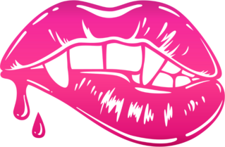 Sexy Vampire Mouth With Fangs And Drops Of Blood Sticker