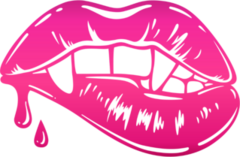 Sexy Vampire Mouth With Fangs And Drops Of Blood Sticker