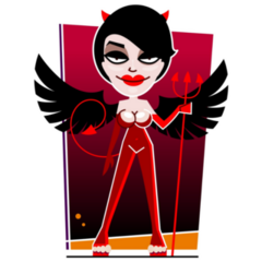 Sexy Vintage Pinup She Devil Cartoon Sticker