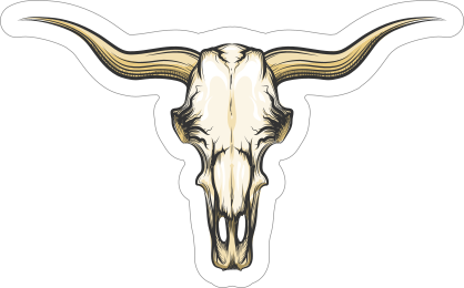 Shaded Bull Cow Skull With Horns Sticker