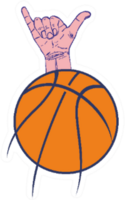 Shaka Hand Graphic Design Basketball Sticker
