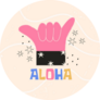 Shaka Hand Hawaiian Aloha Text Illustration Sticker