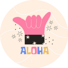 Shaka Hand Hawaiian Aloha Text Illustration Sticker