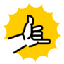 Shaka Hands Logo In Yellow Sticker